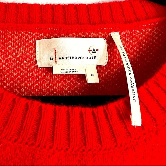 Anthropologie Tinsley Premium Cashmere Intarsia Knit Sweater Size XS Sweaters